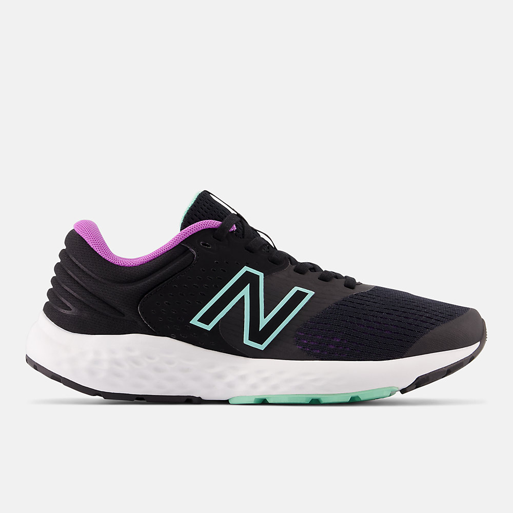 New Balance 520v7 Shoes Black with Electric Purple and Bright Mint